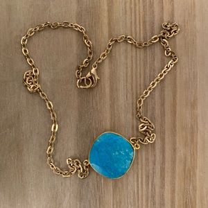 Vermeil Rimmed Turquoise Pendant Necklace